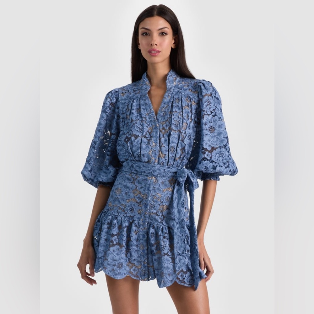 Alice + Olivia Cora Mini Shirt Dress- Indigo